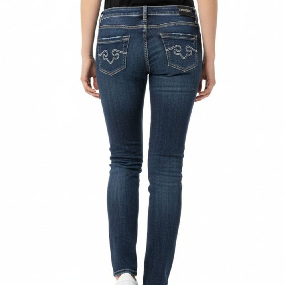 Express REROCK Low Rise Skinny Jeans Women 8 Blue Stretch Y2K Dark Wash